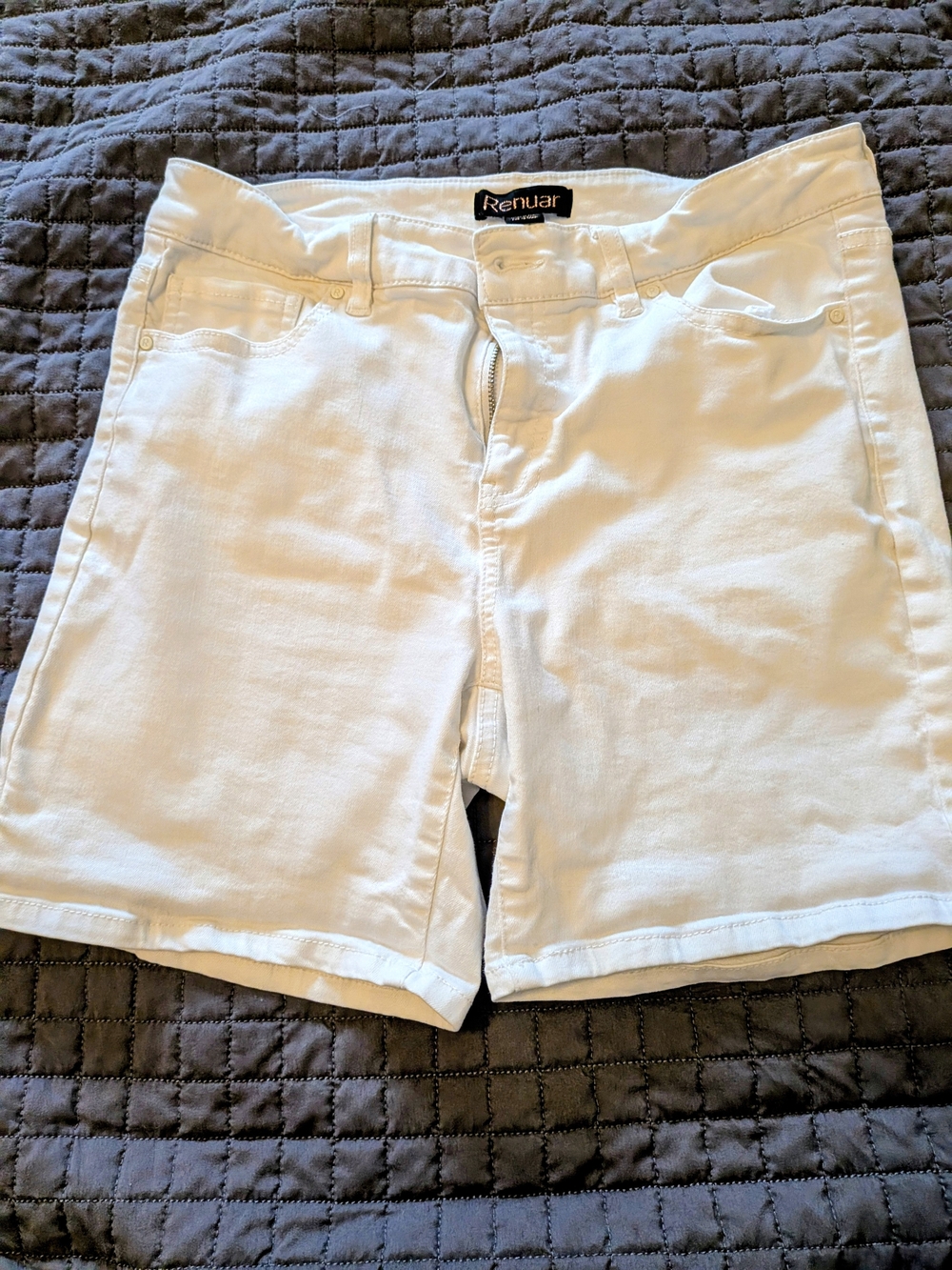 Renuar White High-Rise White Denim Shorts